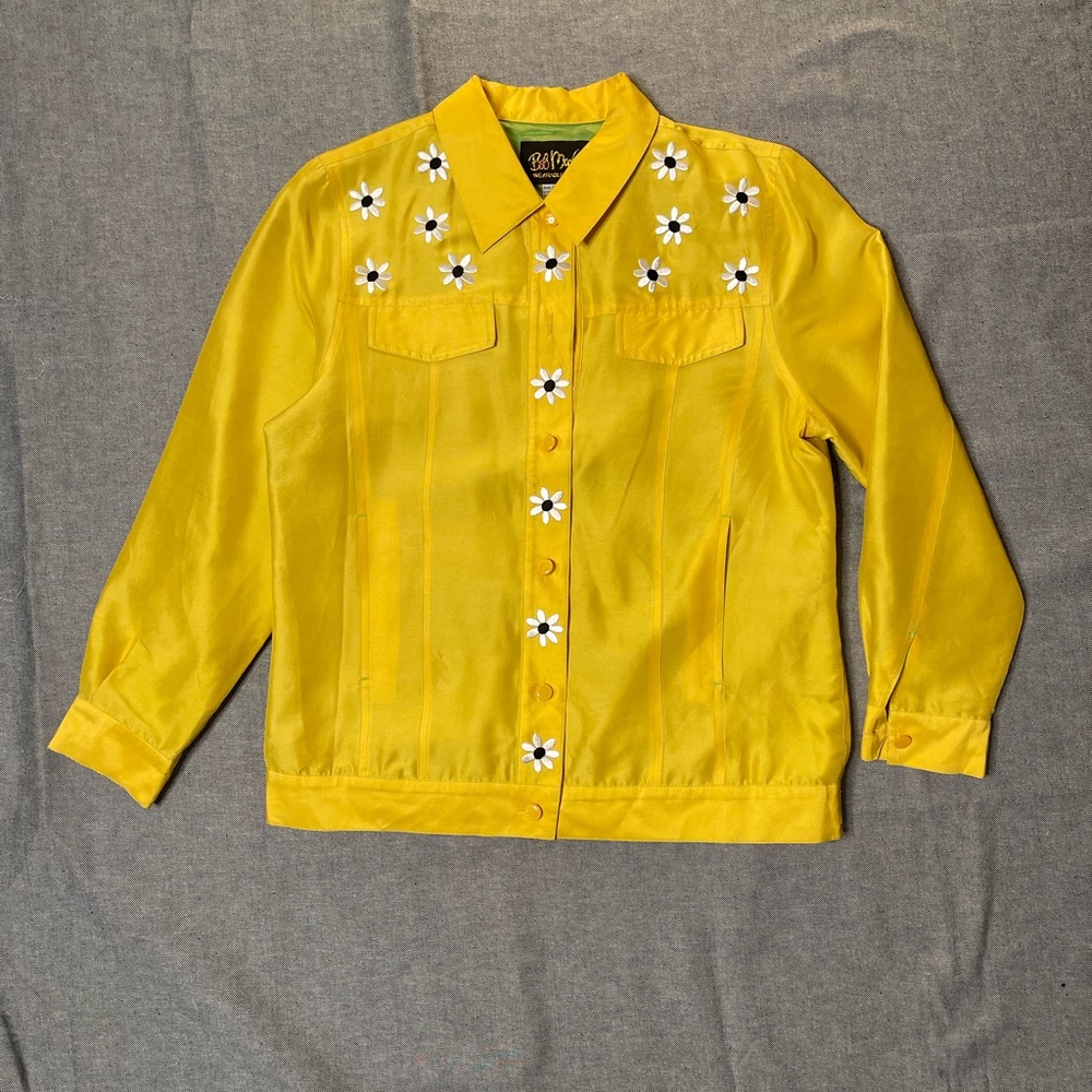 Yellow Floral Embroidered Jacket